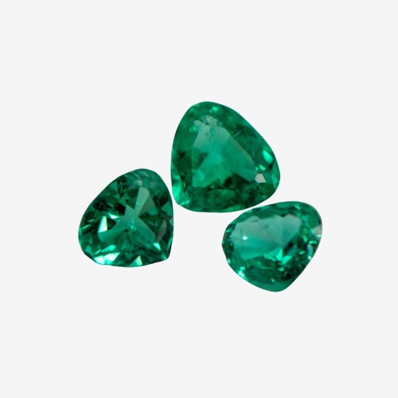 Colombianske smaragder 3 hjerter totalt 0,59ct